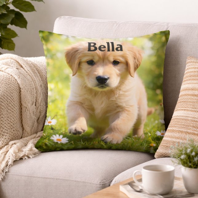 Personalized Dog Photo Pillow With Custom Name Kudde (Skapare uppladdad)