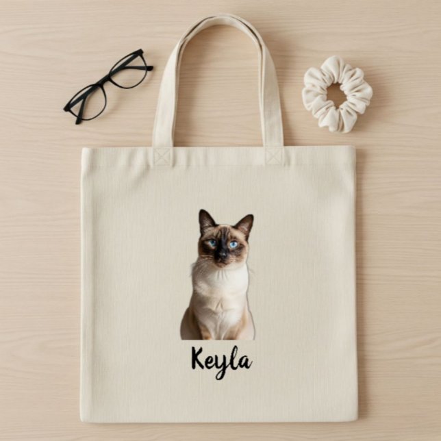 Personalized dog photo tote bag, personalized cat tygkasse (Skapare uppladdad)