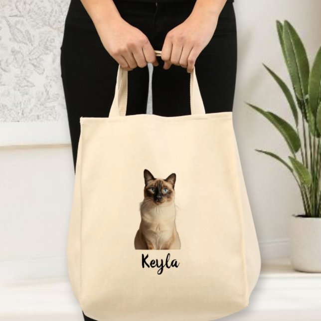 Personalized dog photo tote bag, personalized  cat tygkasse (Skapare uppladdad)