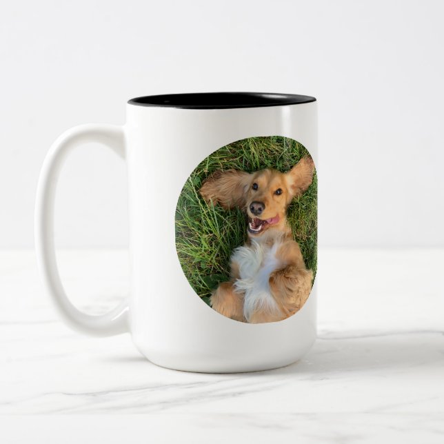 Personalized Dog Photo with Text | Custom Gift Två-Tonad Mugg (Vänster)
