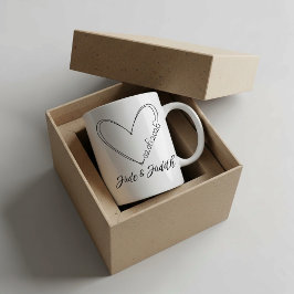 Personalized doodle heart wedding  kaffemugg