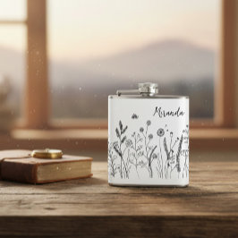 Personalized Doodle Wild Plants Vinyl Wrapped Flas Fickplunta