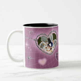 Personalized Double Heart Couple Photo Två-Tonad Mugg
