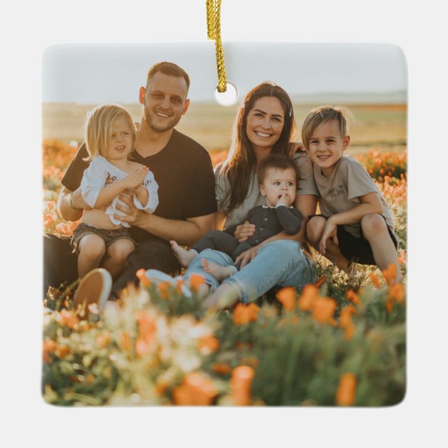 Personalized Double Sided Family Photo Christmas Julgransprydnad Keramik (Framsida)