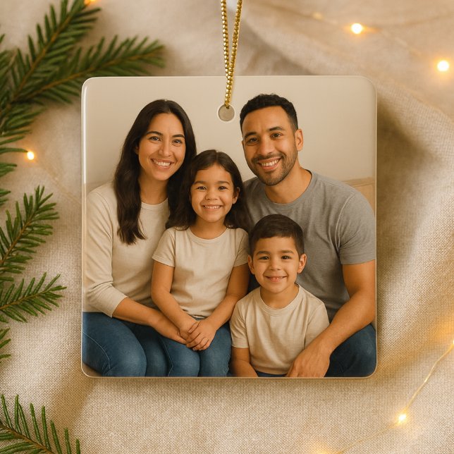 Personalized Double-Sided Family Photo Christmas Julgransprydnad Keramik (Skapare uppladdad)