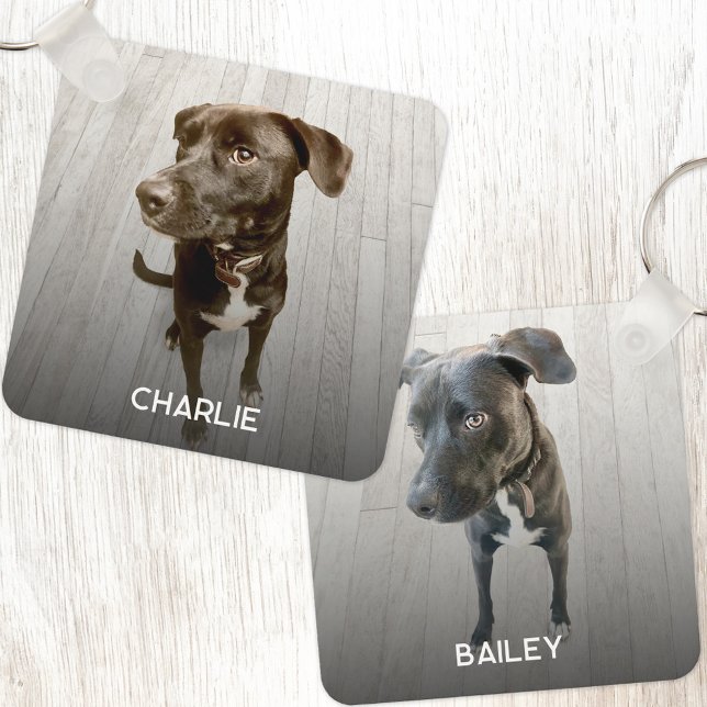 Personalized Double Sided Pet Dog Two Photo Nyckelring (Double sided two photo personalized custom name dog or pet lover keyring keychain)