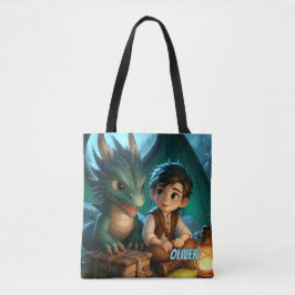 Personalized Dragon Adventure Tote Bag for Kids Tygkasse