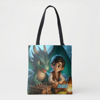 Personalized Dragon Adventure Tote Bag for Kids Tygkasse