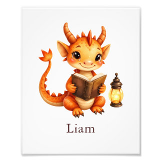 Personalized Dragon Art Print Custom Nursery Kids  Fototryck