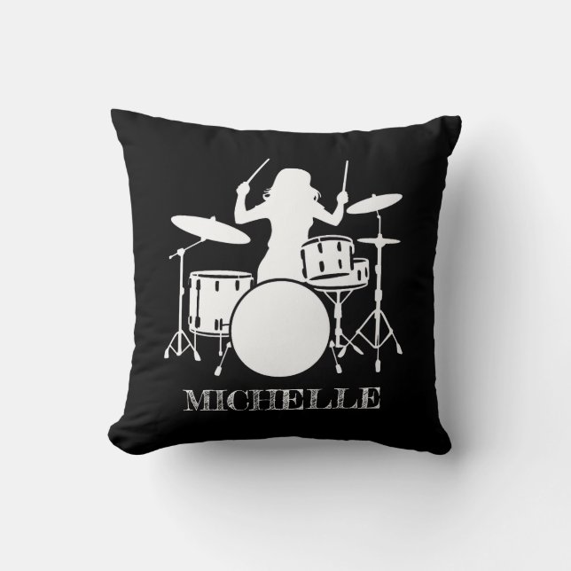 Personalized Drummer Girl | Drums Drummer Gift Kudde (Framsida)