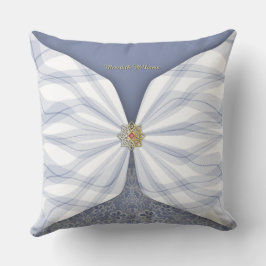 Personalized Dusty Blue Textile Illusion Kudde