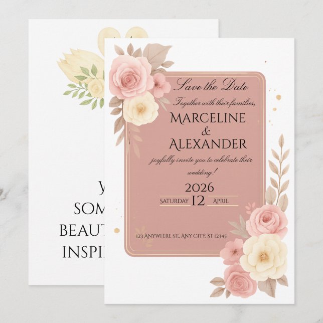Personalized Dusty Rose Invitation Inbjudningar (Fram/baksida)