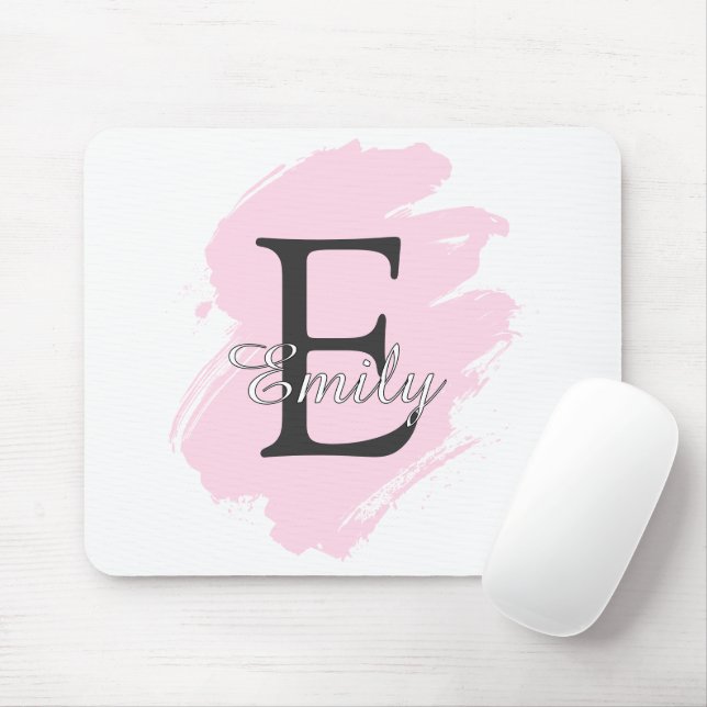 Personalized Dusty Rose Monogram Mouse Pad Musmatta (Med mus)