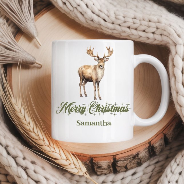 Personalized Earthy Colors Christmas Coffee Mug Kaffemugg (Personalized Earthy Christmas Coffee Mug)