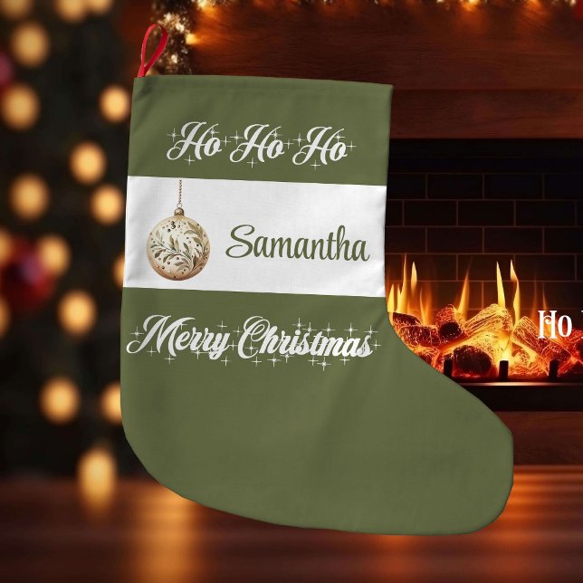Personalized Earthy Tone Christmas Stocking Stor Julstrumpa (Personalized Earthy Tone Christmas Stocking)