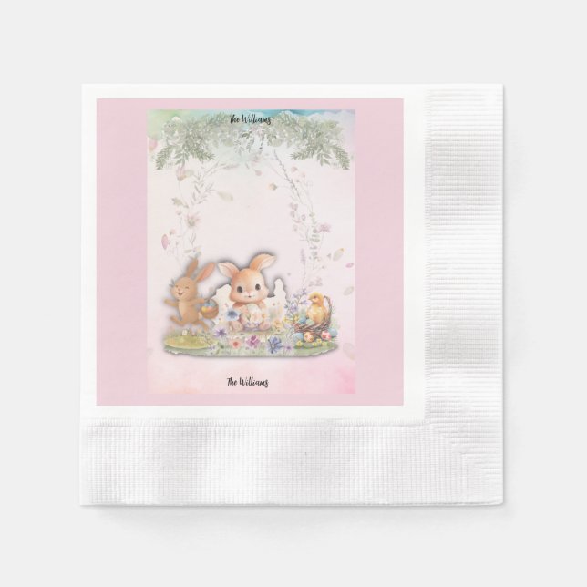 Personalized Easter Brunch  Paper Napkins Pappersservett (Framsidan)