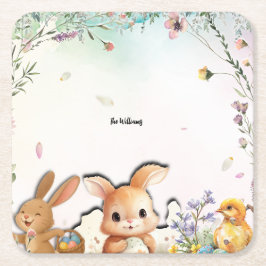 Personalized Easter Brunch Paper Square Coaster Underlägg Papper Kvadrat