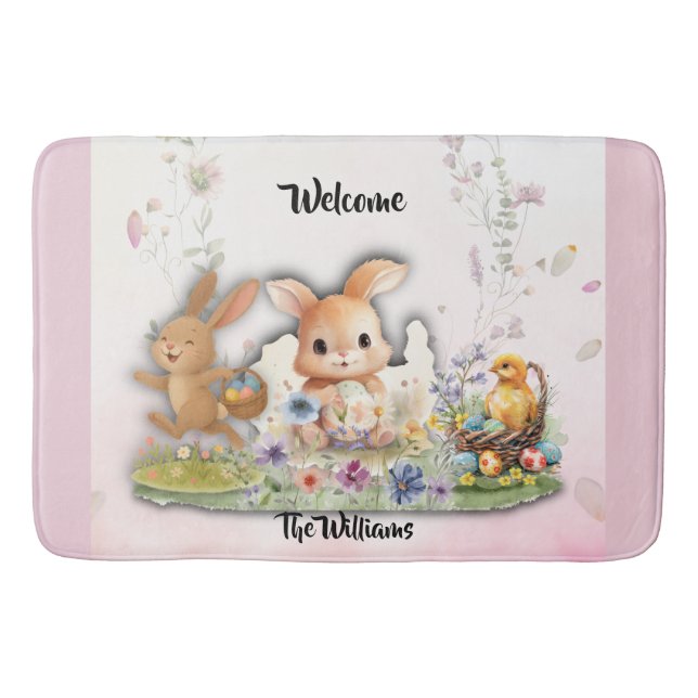 Personalized Easter Bunny Bath Mat Badrumsmatta (Framsidan)