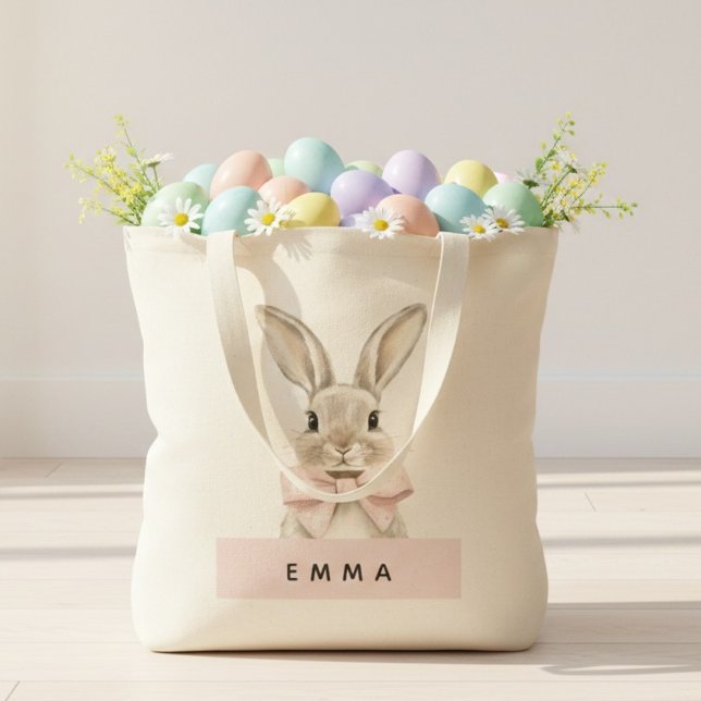 Personalized Easter Bunny | Custom Name  Tygkasse (Skapare uppladdad)