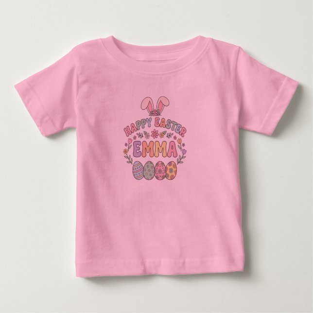 Personalized Easter Bunny Kids Shirt – Custom Name T (Framsida)