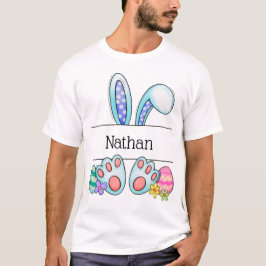 Personalized Easter Bunny Name Pastel Art blue T Shirt