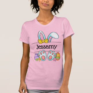 Personalized Easter Bunny Name Pastel Bow T Shirt
