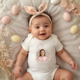 Personalized Easter Bunny Photo Baby Bodysuit T Shirt