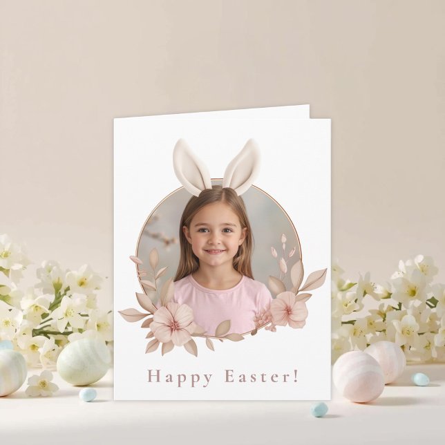 Personalized Easter Bunny Photo Greeting Card Kort (Skapare uppladdad)
