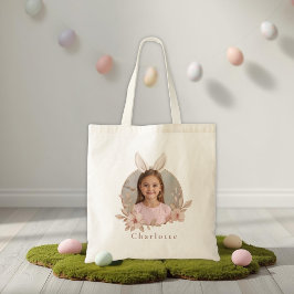 Personalized Easter Bunny Photo Tote Bag  Tygkasse