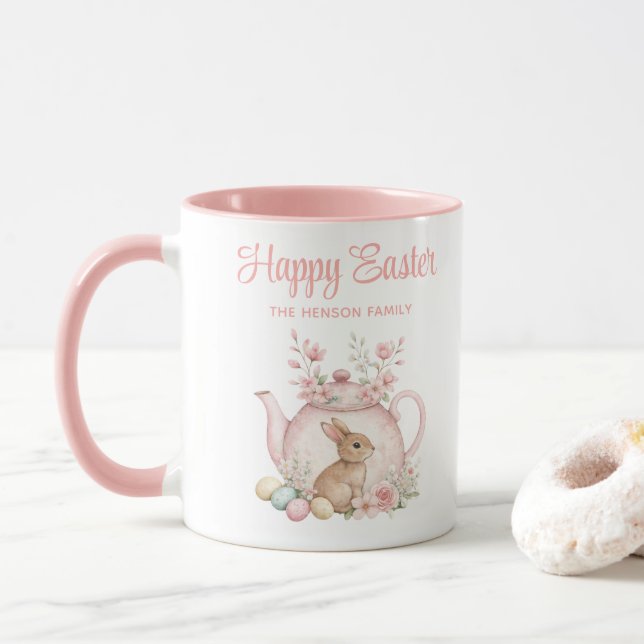 Personalized Easter Bunny Teapot Family  Mugg (Med munk)