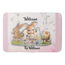 Personalized Easter Bunny Welcome Bath Mat Badrumsmatta
