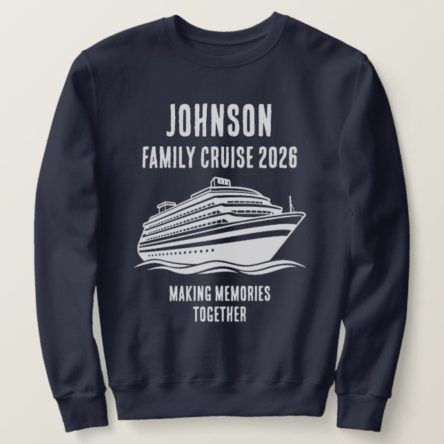 Personalized Editable Text Cruise Holiday Merch Lång Ärmad Tröja (Design framsida)