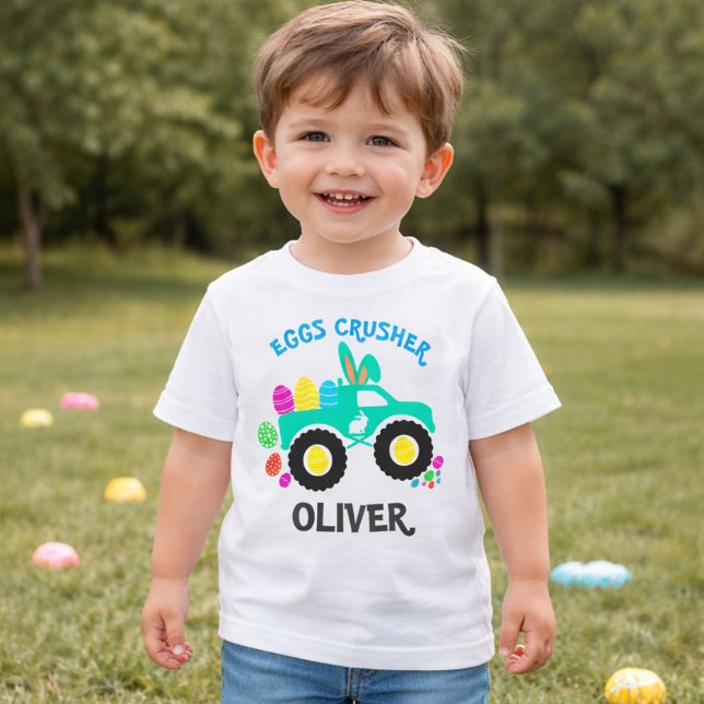 Personalized “Eggs Crusher” Monster Truck Easter  T Shirt (Skapare uppladdad)