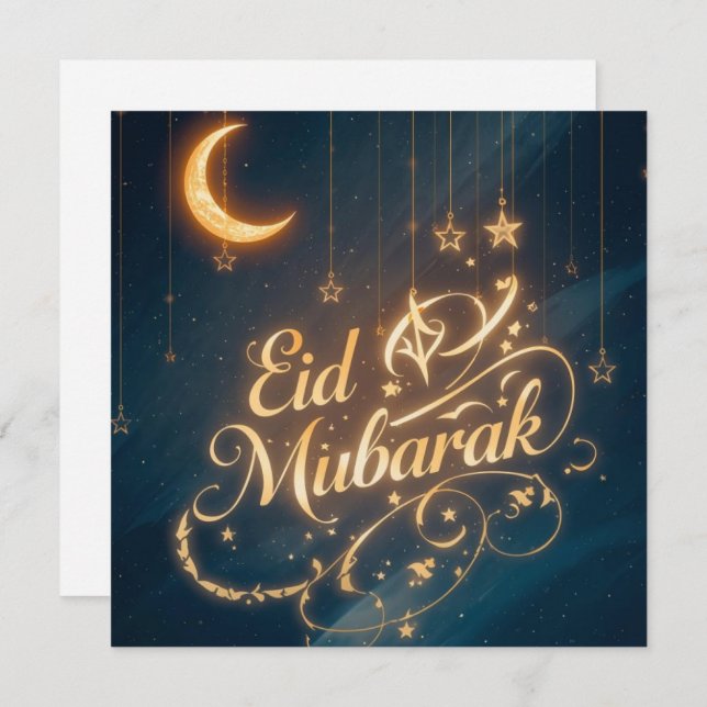 Personalized Eid Mubarak  Modern Greeting  Card Inbjudningar (Fram/baksida)