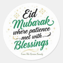 Personalized Eid Mubarak Muslim modern Classic  Runt Klistermärke