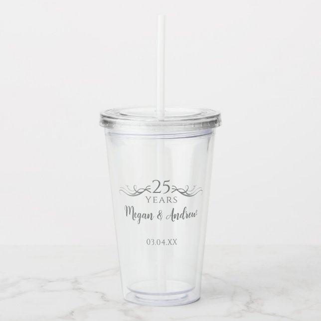 Personalized Elegant 25th Wedding Anniversary Take Away Mugg (Framsida)