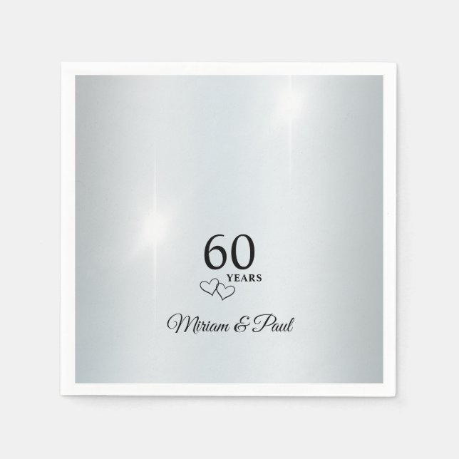 Personalized Elegant 60th Anniversary Party Pappersservett (Framsidan)