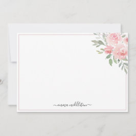 Personalized Elegant Blush Pink Roses and Greenery Anteckningskort