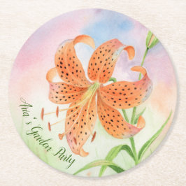 Personalized Elegant Botanical Tiger Lily Underlägg Papper Rund