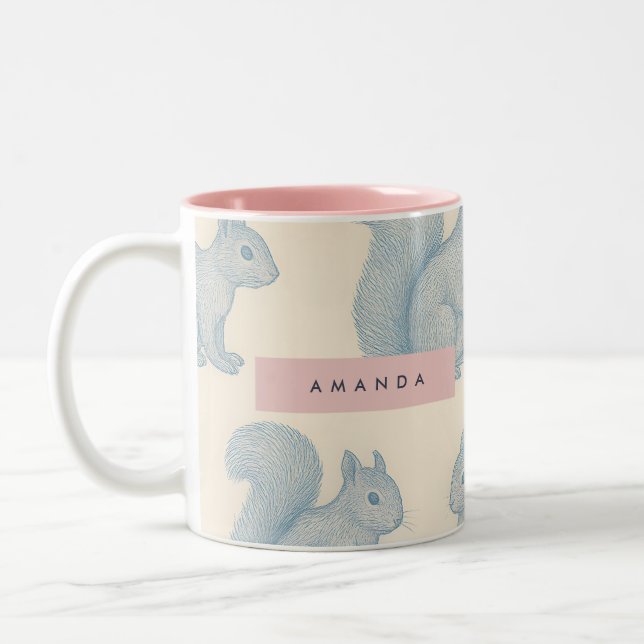 Personalized Elegant Charming Squirrel Pattern Två-Tonad Mugg (Vänster)
