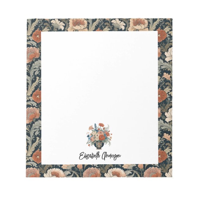 Personalized Elegant Dark Floral Anteckningsblock (Framsida)