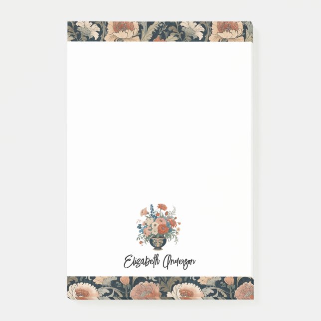 Personalized Elegant Dark Floral Post-it Block (Framsida)