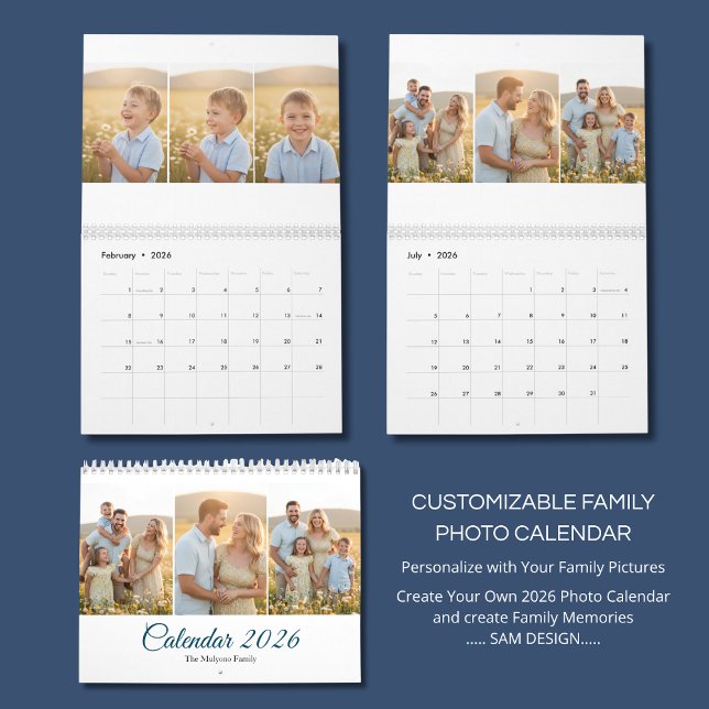 Personalized Elegant Family Memories Wall Calendar Kalender (Skapare uppladdad)