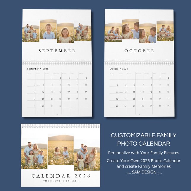 Personalized Elegant Family Memories Wall Calendar Kalender (Skapare uppladdad)