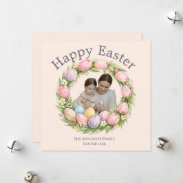 Personalized Elegant Floral Easter Julkort