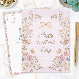 Personalized Elegant Floral Happy Mother’s Day Vykort