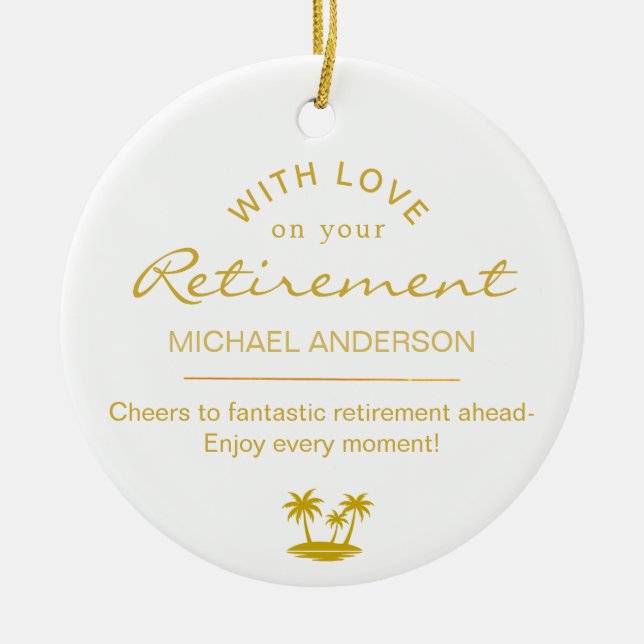  Personalized Elegant Gold Retirement Keepsake Julgransprydnad Keramik (Framsidan)