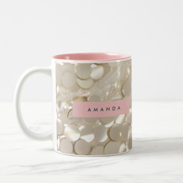 Personalized Elegant Gold Sequin Glam Två-Tonad Mugg (Vänster)