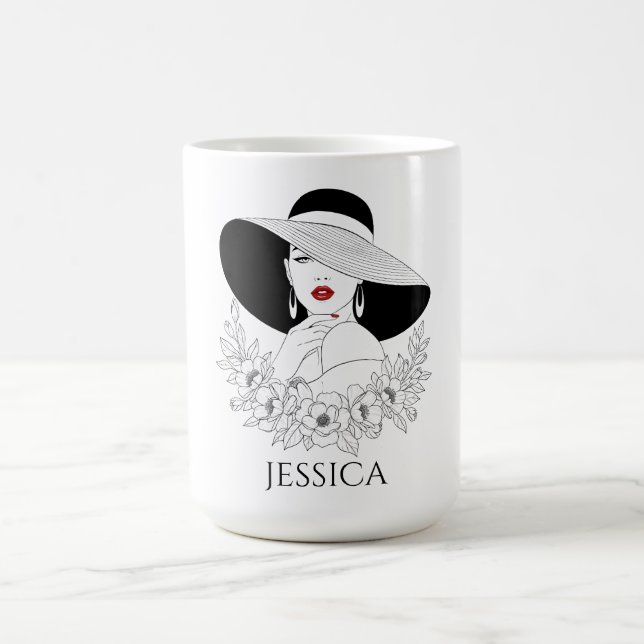 Personalized Elegant Lady Coffee Mug Kaffemugg (Center)