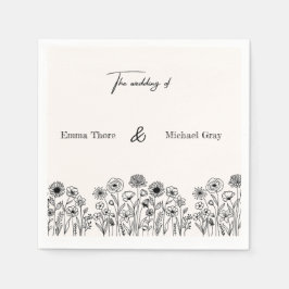 Personalized Elegant Minimalistic Wedding Napkins Pappersservett